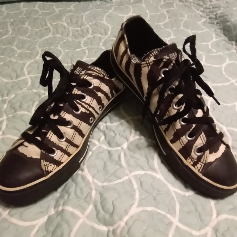 Converse Custom Zebra Print Lo Tops Sneakers 9 - image 1